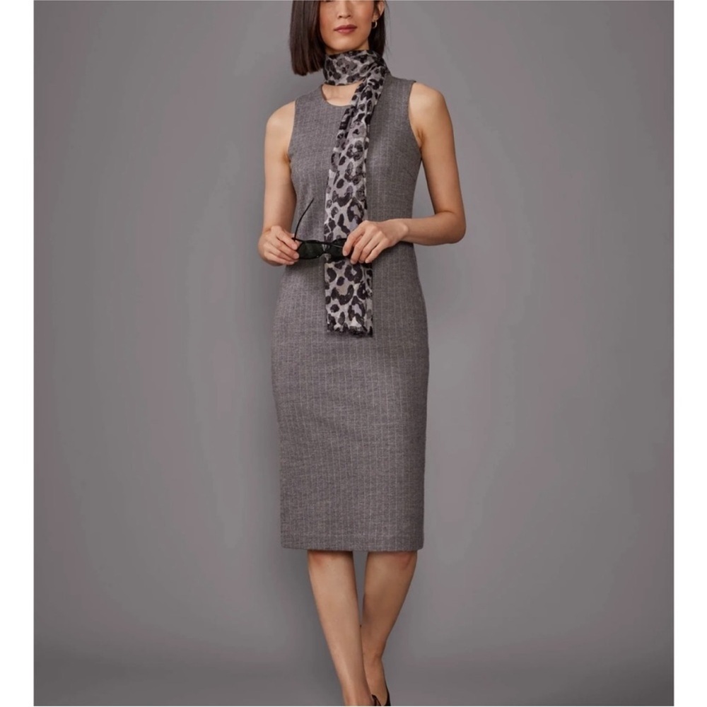 J. McLaughlin Murphy Dress Grey Pinstripe Wool Blend Size 4